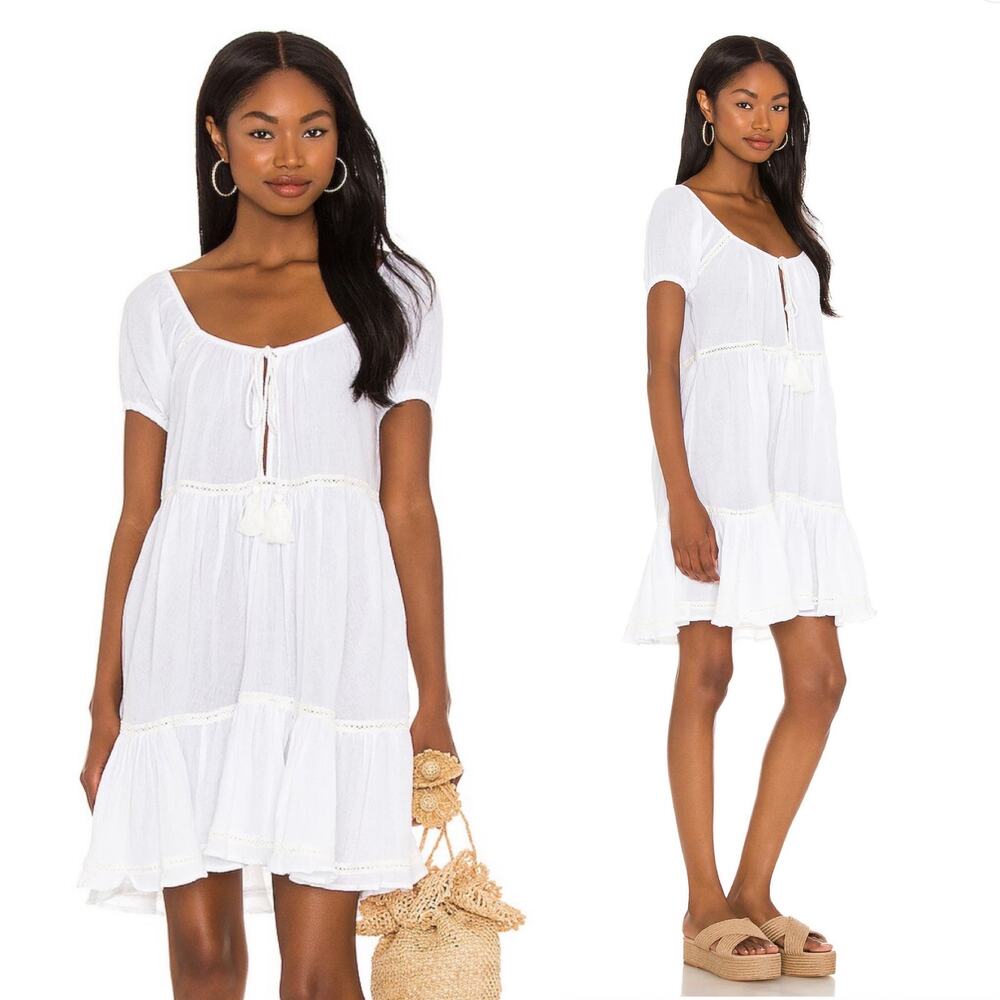 Lovers & Friends Aviana Mini Dress White Gauzy Cotton‎ A-Line Sz S